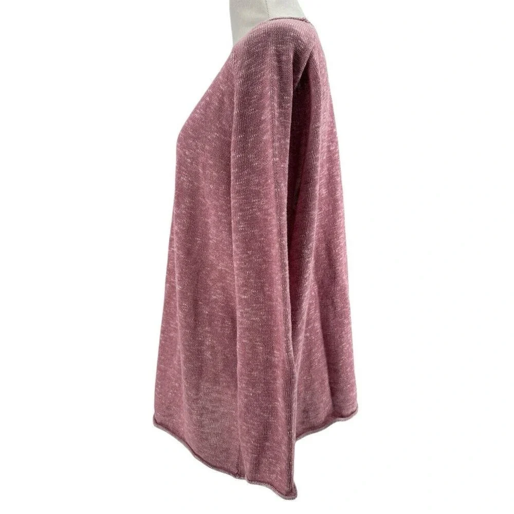 Eileen Fisher Women's Pink Organic Linen Cotton Blend Long Sleeve Sweater Medium